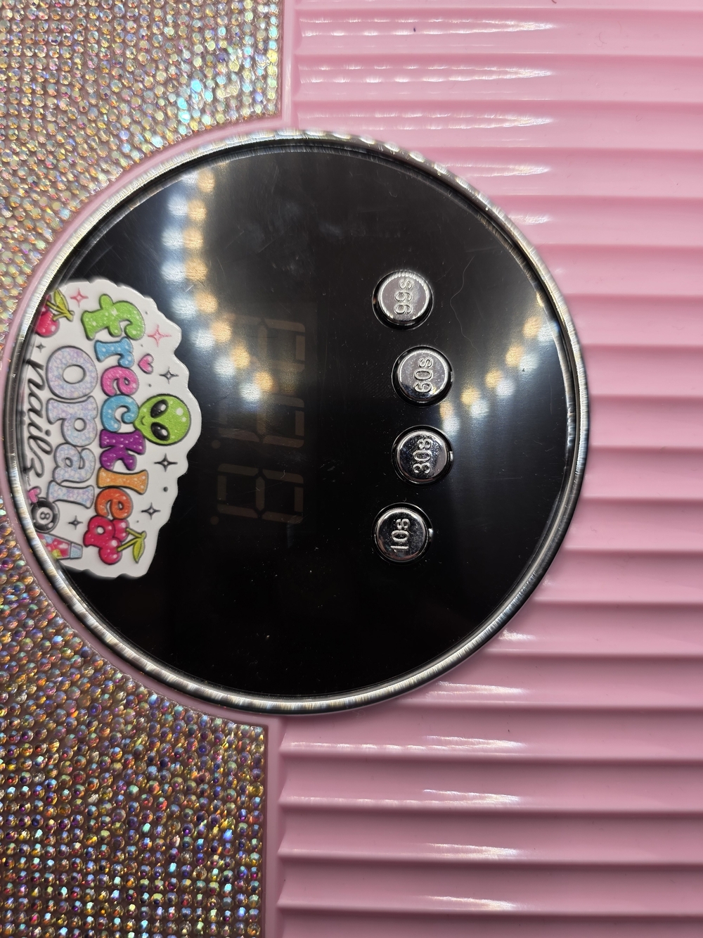 Pink LED Gel Nail Lamp with Rhinestone Accent - Picture 2 of 6